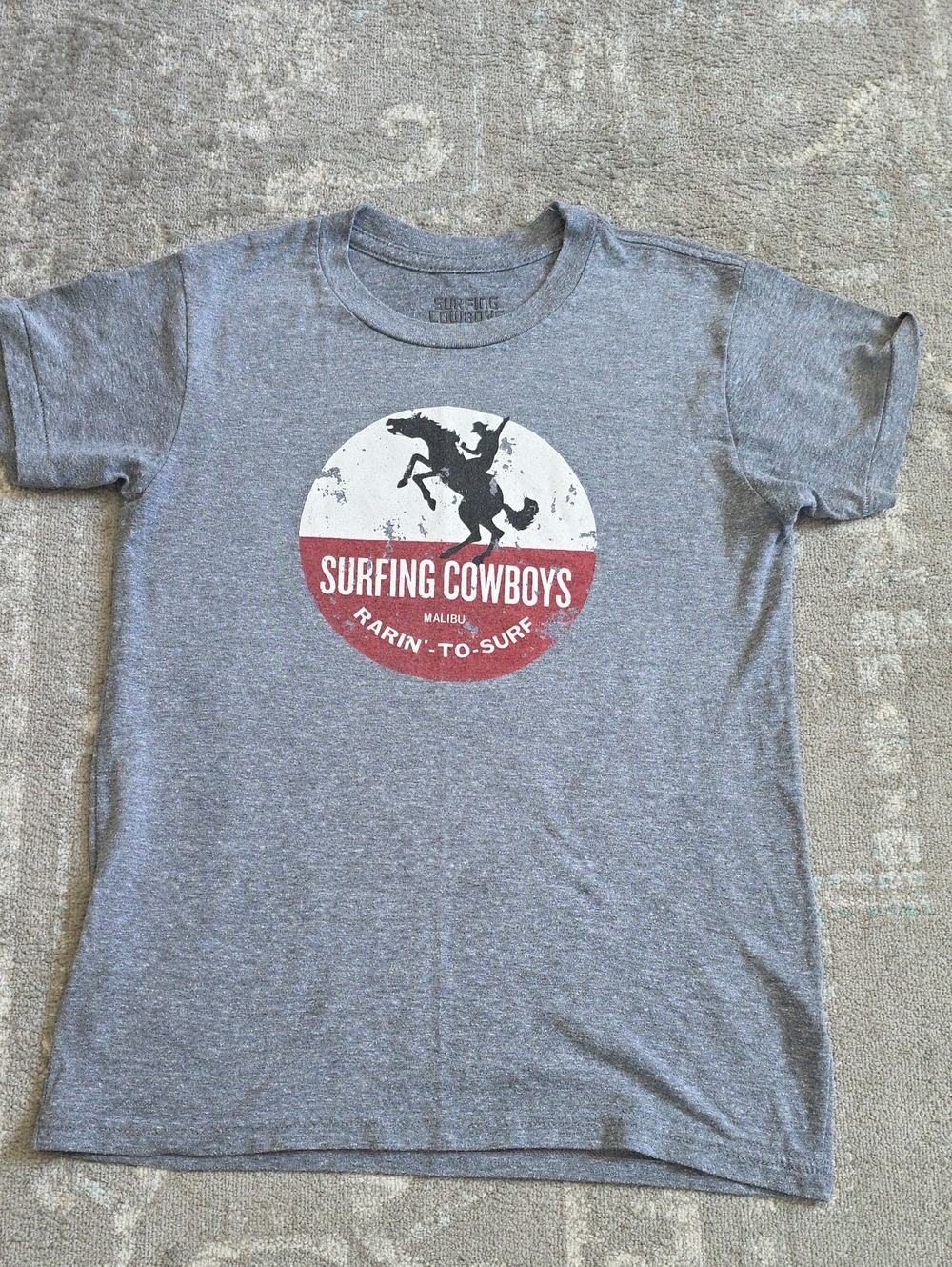 Surfing Cowboys Grey Graphic Tee for Kids